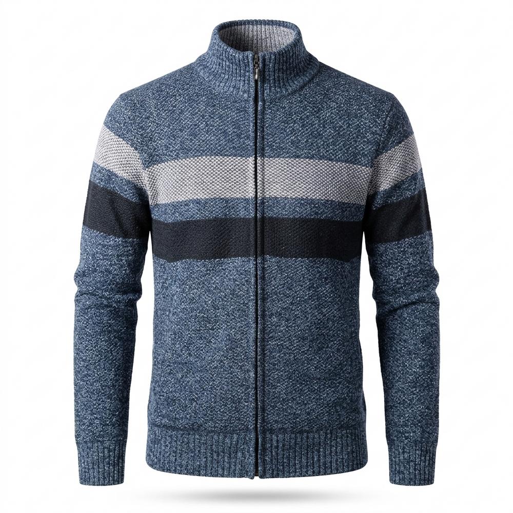 Allsaints Leather - Lunem | Zip-Up Striped Knit Cardigan Men