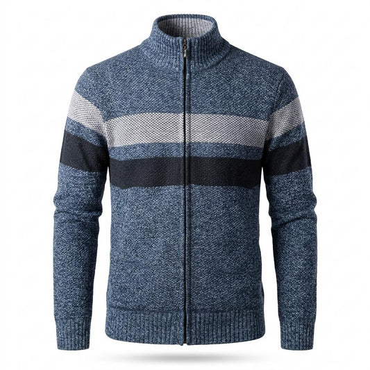 Allsaints Leather - Lunem | Zip-Up Striped Knit Cardigan Men