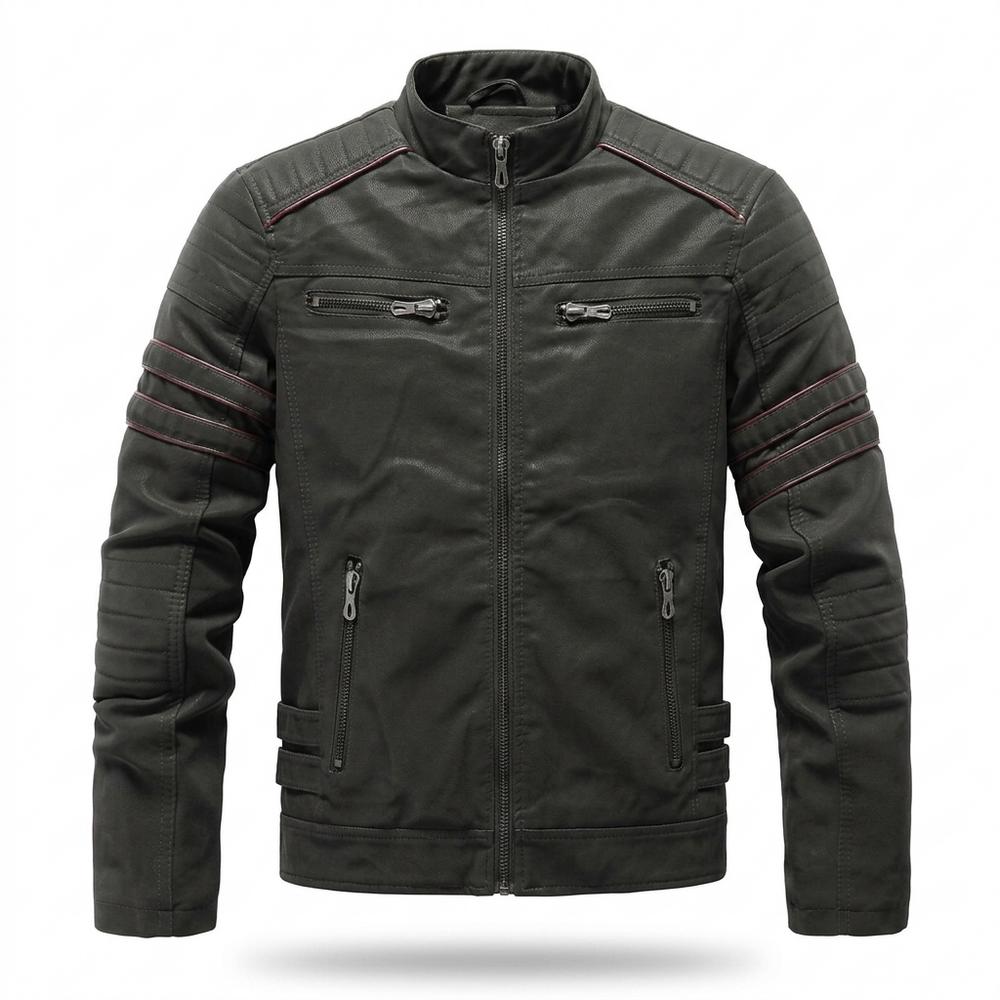 Allsaints Leather - Kitov | Quilted Piped Leather Jacket Men