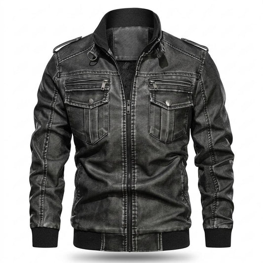 Allsaints Leather - Nunut | Washed Lined Leather Jacket Men