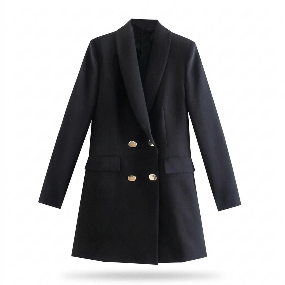 Allsaints Leather - Calor | Double-Breasted Longline Blazer Women