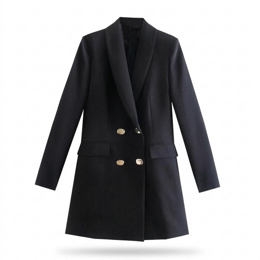 Allsaints Leather - Calor | Double-Breasted Longline Blazer Women