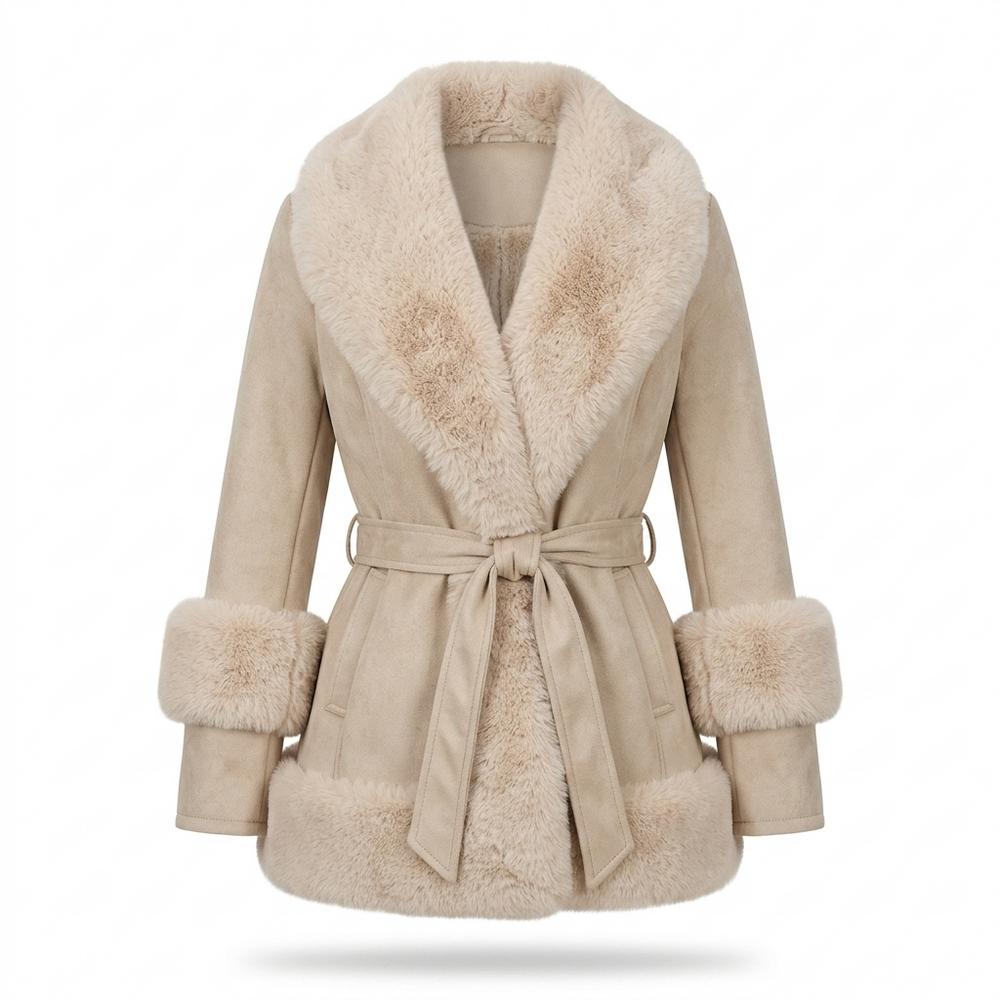 Allsaints Leather - Alsen | Faux-Shearling Belted Coat Women