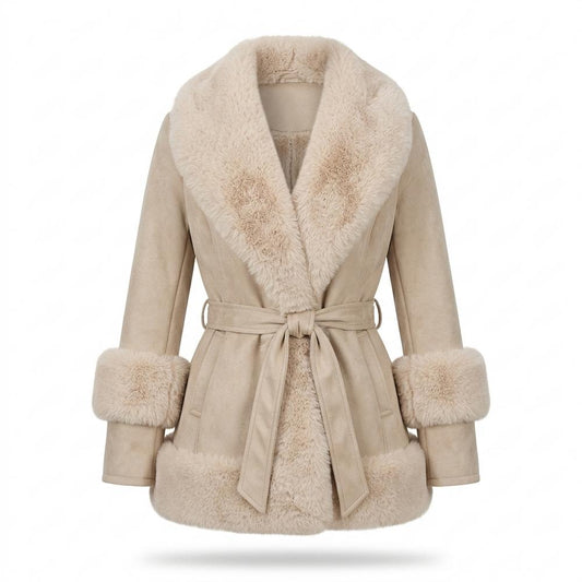 Allsaints Leather - Alsen | Faux-Shearling Belted Coat Women