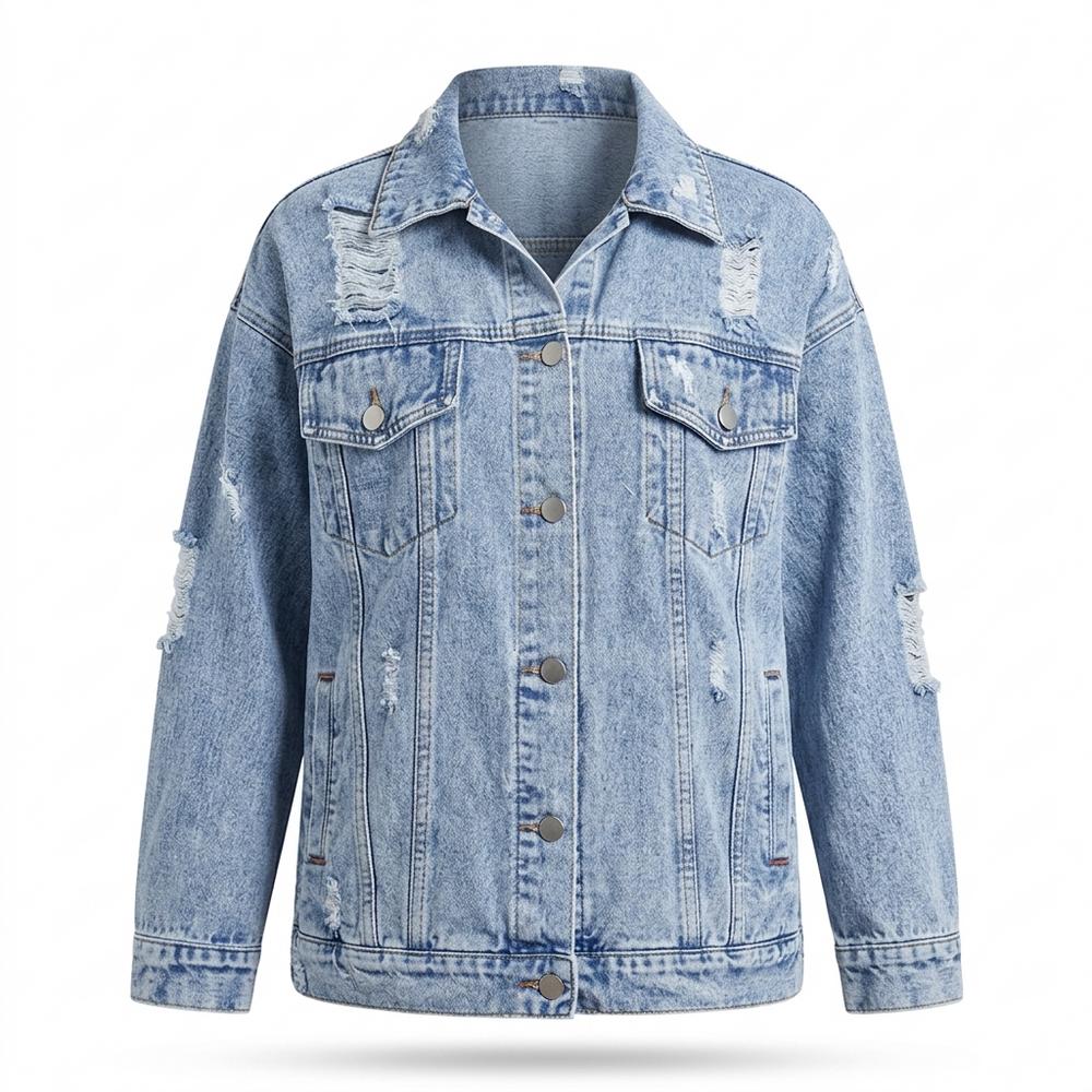 Allsaints Leather - Davar | Distressed Oversized Denim Jacket Women