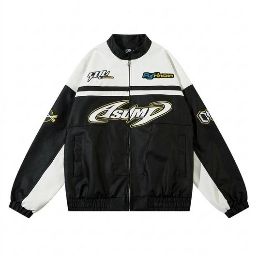 Allsaints Leather - Rukud | Color-Block Zip-Up Jacket Unisex