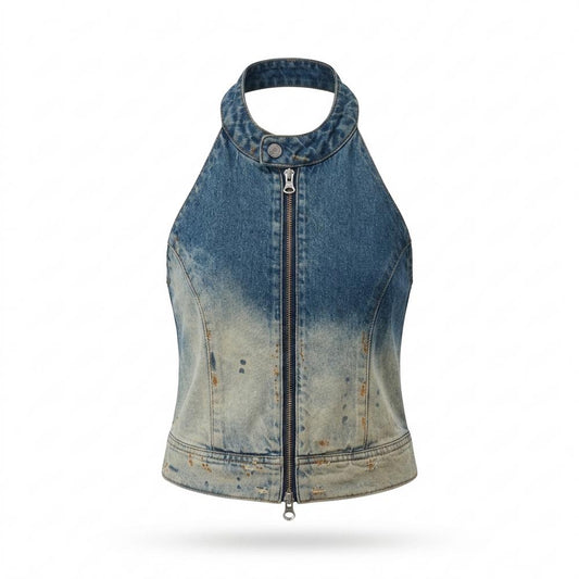 Allsaints Leather - Miron | Washed Zip-Up Vest Women