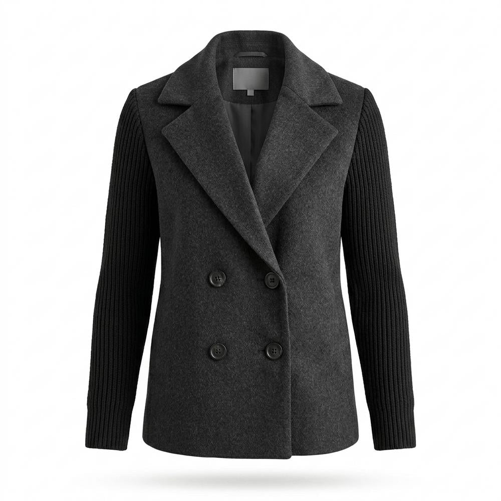 Allsaints Leather - Elkar | Double-Breasted Knit-Sleeve Coat Women