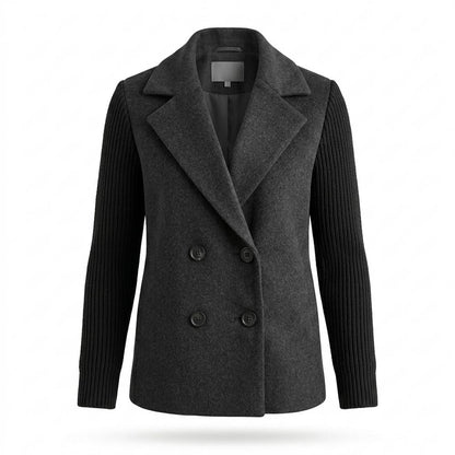 Allsaints Leather - Elkar | Double-Breasted Knit-Sleeve Coat Women