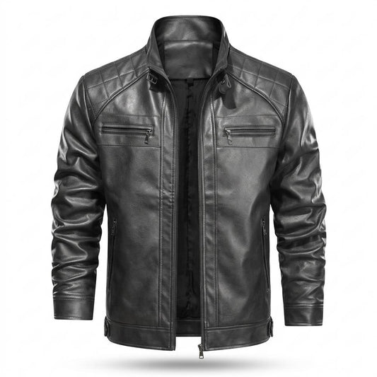 Allsaints Leather - Aomon | Quilted Zippered Leather Jacket Men