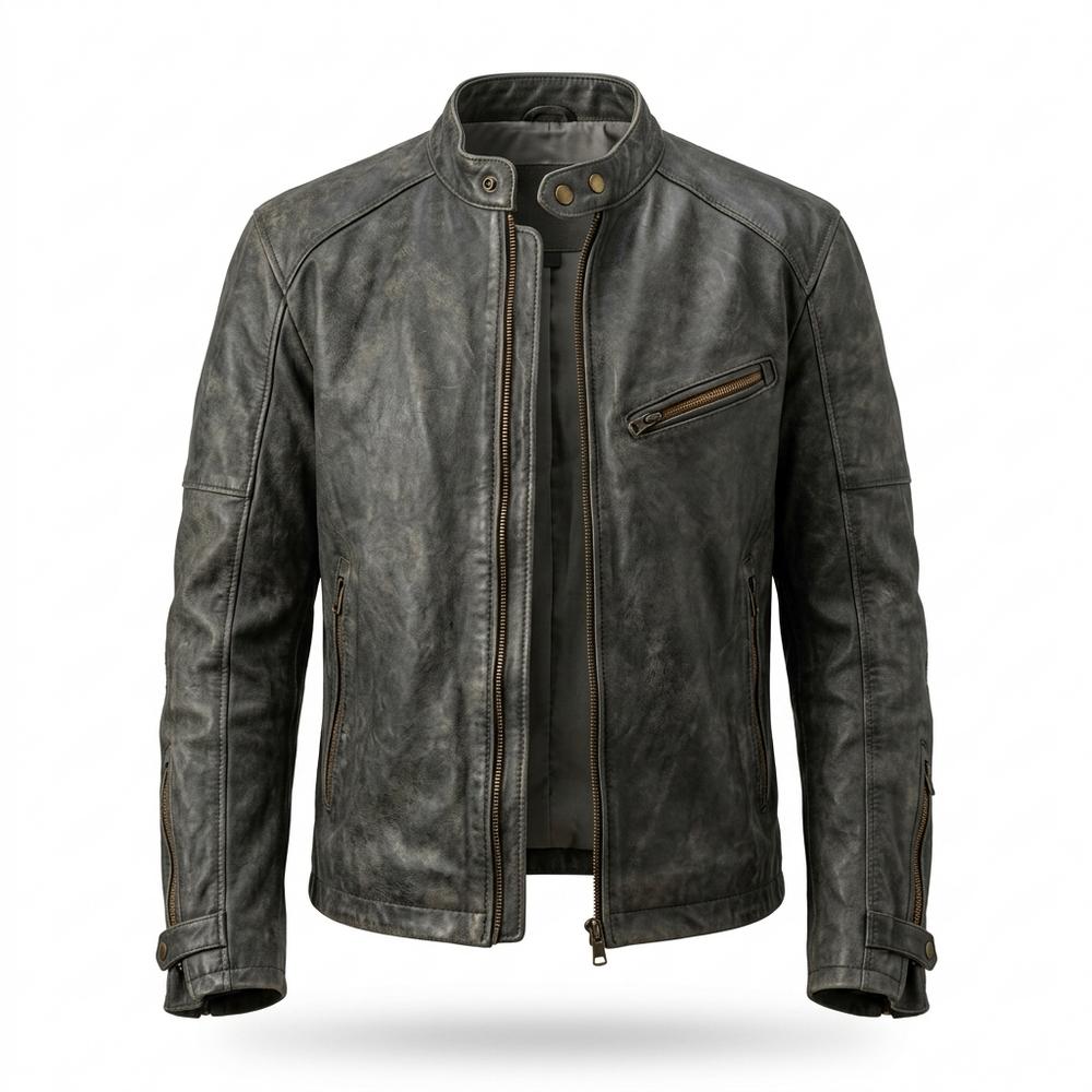 Allsaints Leather - Nilom | Patinated Zip-Up Leather Jacket Men