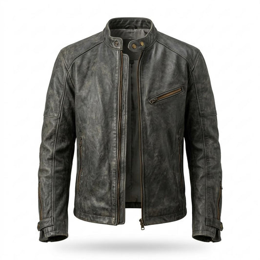 Allsaints Leather - Nilom | Patinated Zip-Up Leather Jacket Men