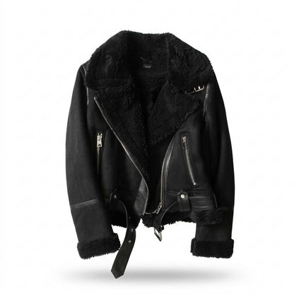 Allsaints Leather - Yomer | Shearling-Lined Asymmetrical Leather Jacket Women