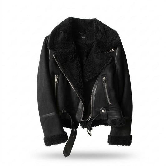 Allsaints Leather - Yomer | Shearling-Lined Asymmetrical Leather Jacket Women