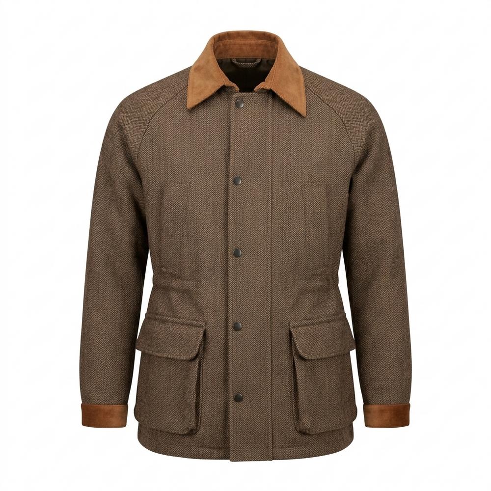 Allsaints Leather - Mivan | Herringbone Contrast-Collar Jacket Men