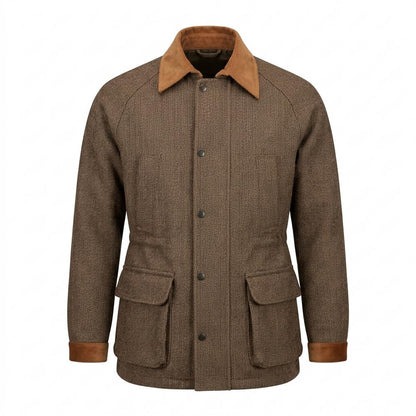 Allsaints Leather - Mivan | Herringbone Contrast-Collar Jacket Men