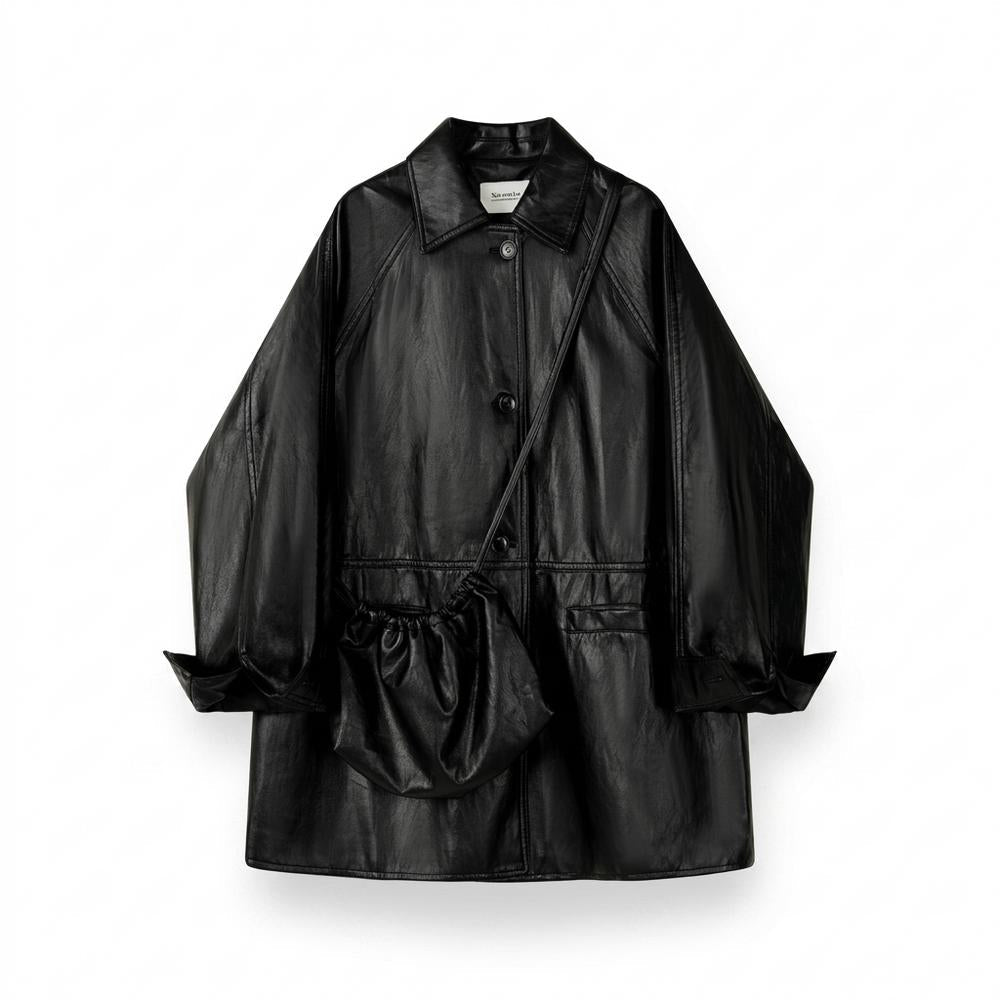 Allsaints Leather - Zaren | Button-Front Oversized Coat Unisex
