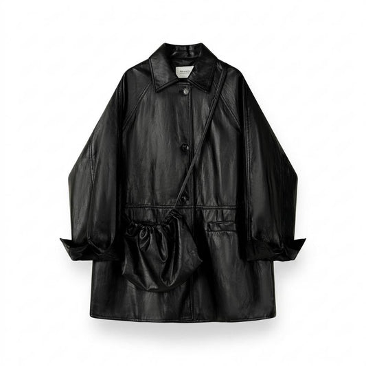 Allsaints Leather - Zaren | Button-Front Oversized Coat Unisex