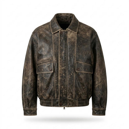 Allsaints Leather - Sesol | Patinated Oversized Leather Jacket Unisex
