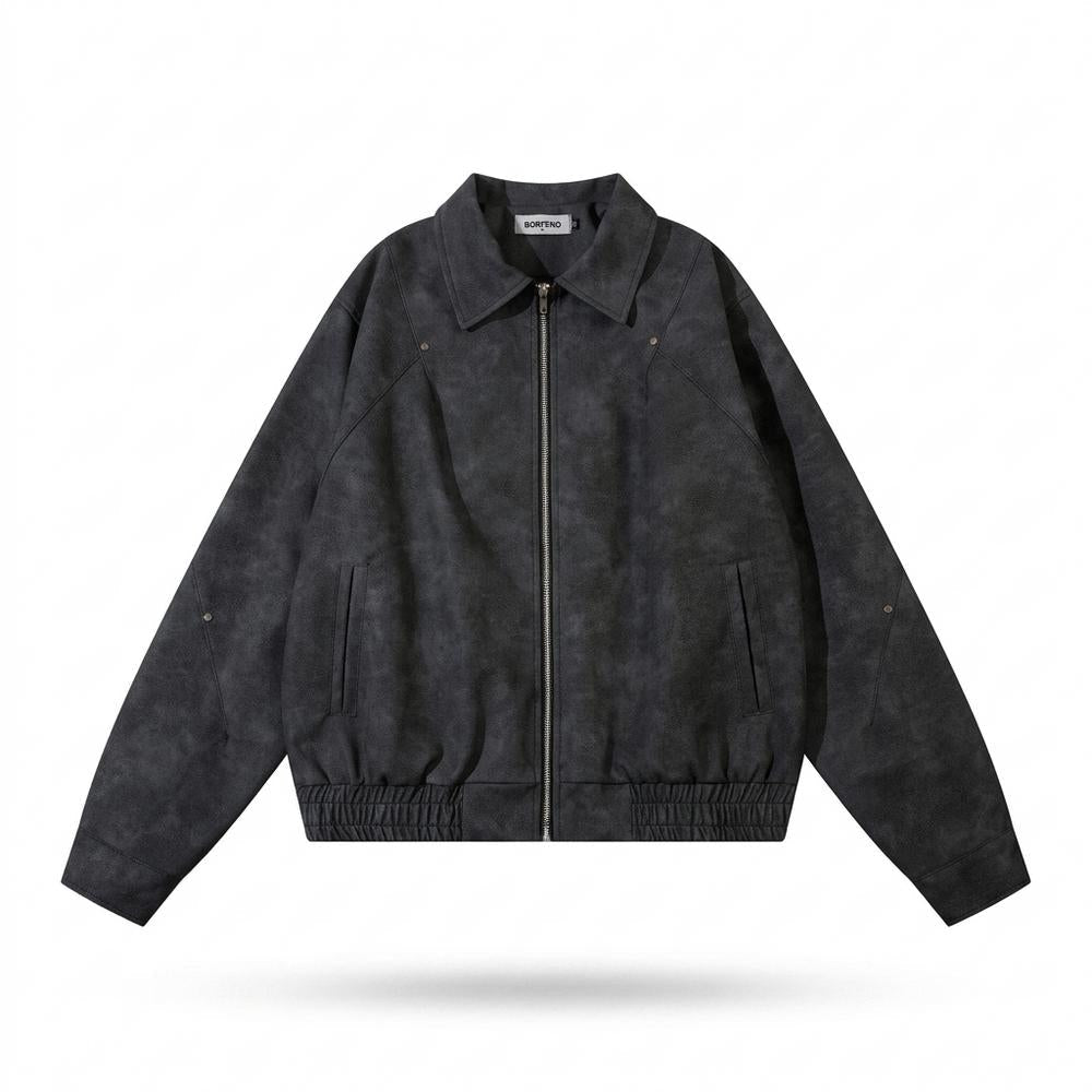 Allsaints Leather - Vupev | Suede-Effect Zip-Up Jacket Unisex