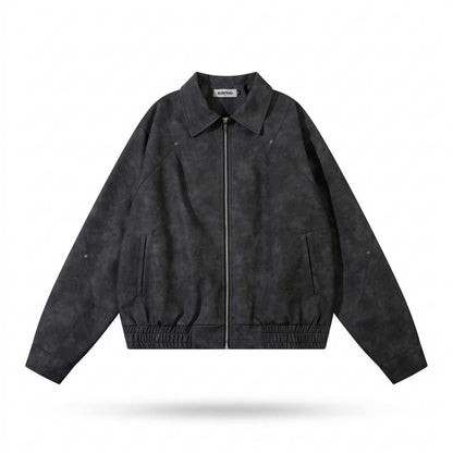 Allsaints Leather - Vupev | Suede-Effect Zip-Up Jacket Unisex