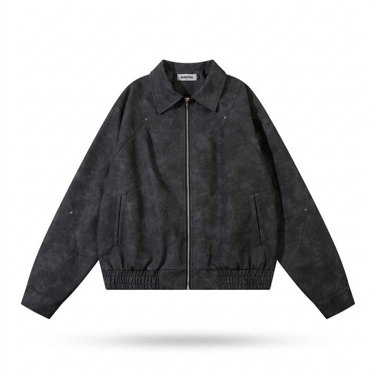 Allsaints Leather - Vupev | Suede-Effect Zip-Up Jacket Unisex