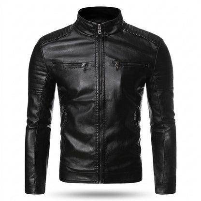 Allsaints Leather - Almir | Quilted Stand-Collar Leather Jacket Men