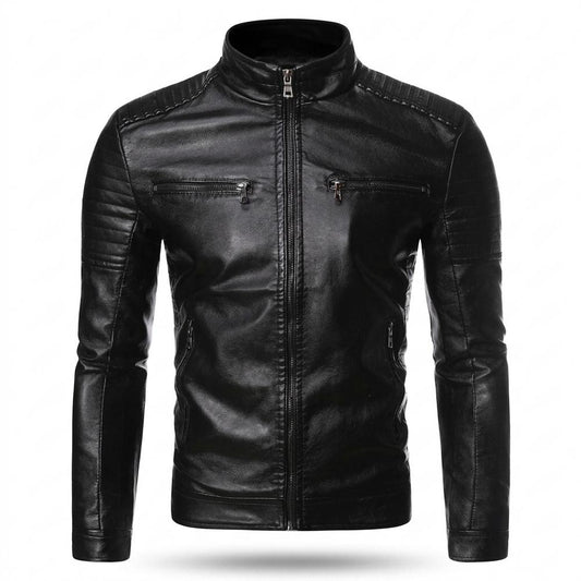 Allsaints Leather - Almir | Quilted Stand-Collar Leather Jacket Men
