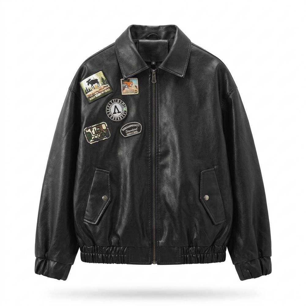 Allsaints Leather - Nivan | Patched Zip-Up Leather Jacket Men