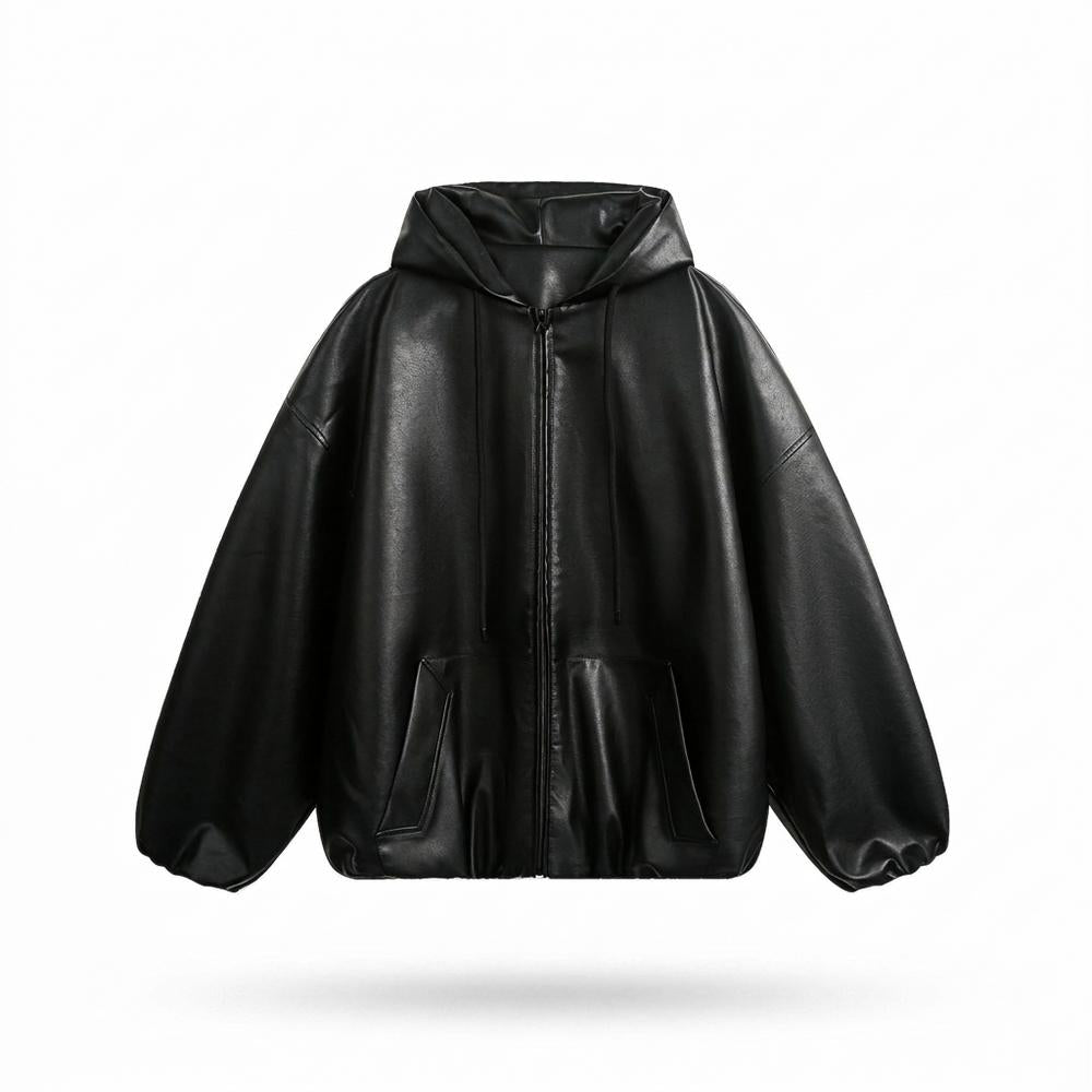 Allsaints Leather - Cozan | Oversized Hooded Leather Jacket Unisex