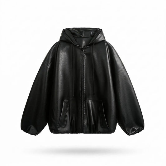 Allsaints Leather - Cozan | Oversized Hooded Leather Jacket Unisex