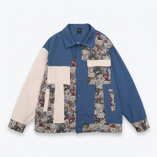 Allsaints Leather - Nehom | Color-Blocked Patterned Jacket Unisex