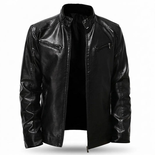 Allsaints Leather - Novas | Zip-Up Stand-Collar Leather Jacket Men