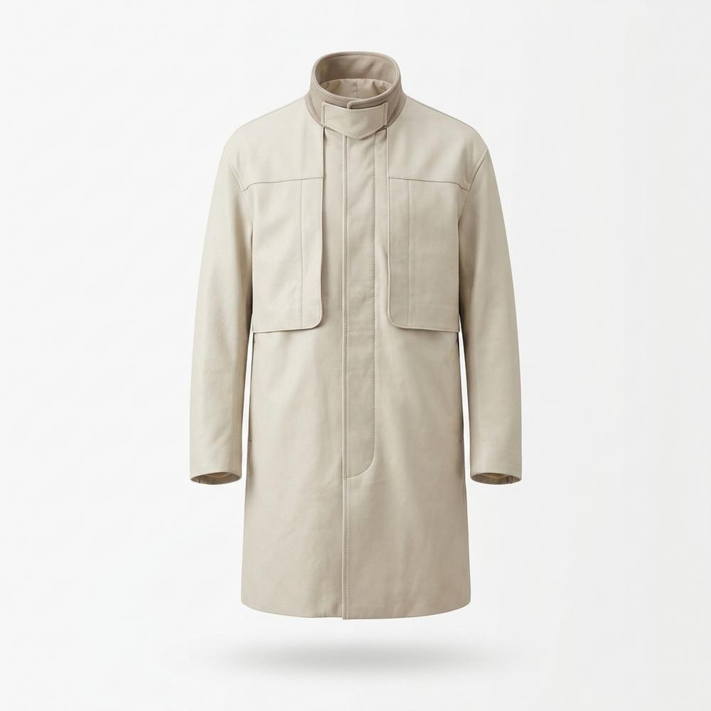Allsaints Leather - Selar | Funnel Neck Straight Fit Coat Men