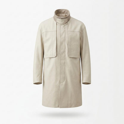 Allsaints Leather - Selar | Funnel Neck Straight Fit Coat Men