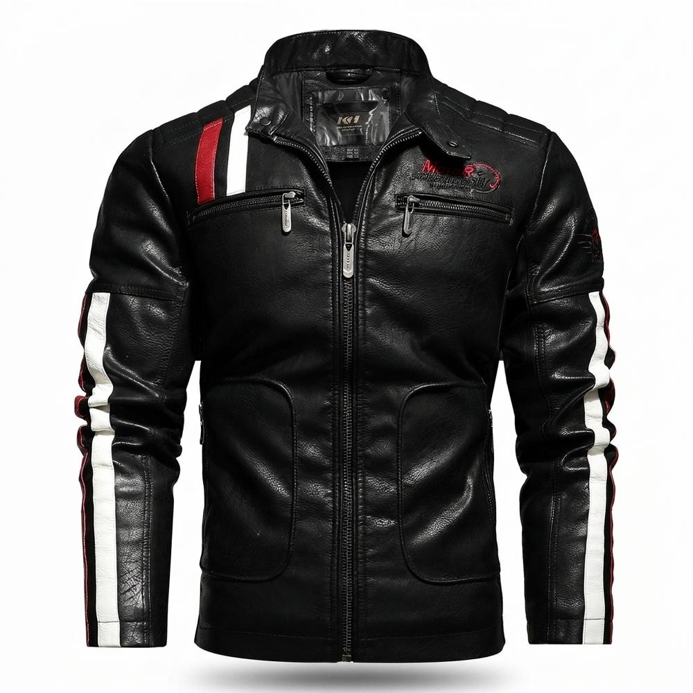 Allsaints Leather - Yazad | Striped Zip-Up Leather Jacket Men