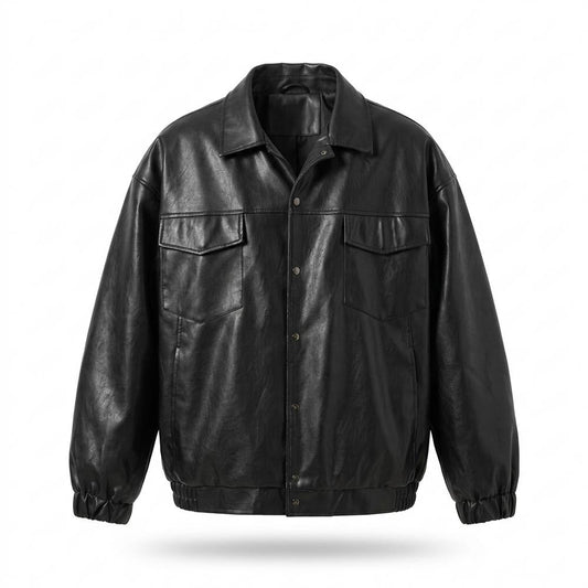 Allsaints Leather - Nidan | Oversized Buttoned Leather Jacket Unisex