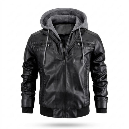Allsaints Leather - Keram | Hooded Quilted Leather Jacket Men