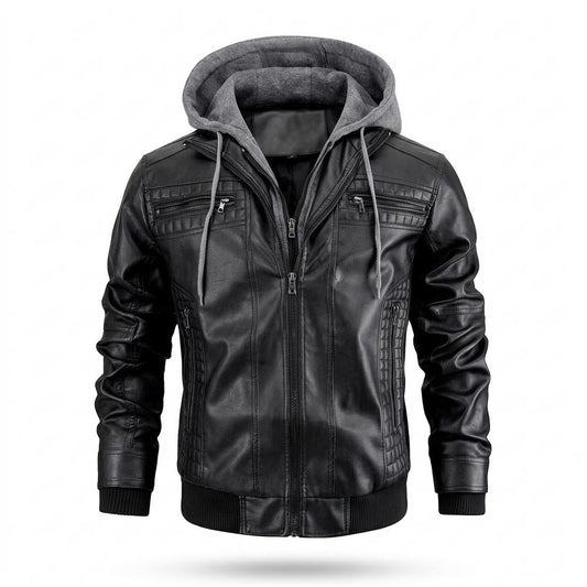 Allsaints Leather - Keram | Hooded Quilted Leather Jacket Men