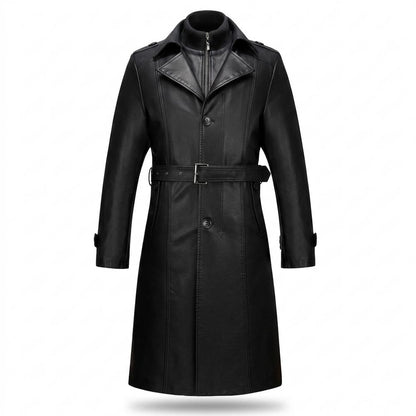Allsaints Leather - Vesil | Belted Lined Coat Men