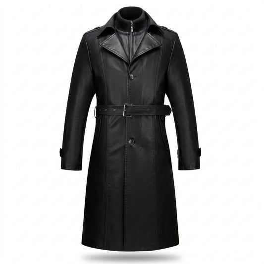 Allsaints Leather - Vesil | Belted Lined Coat Men