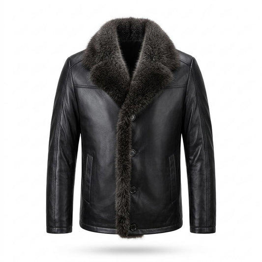 Allsaints Leather - Kaken | Fur-Trimmed Button-Front Leather Jacket Men