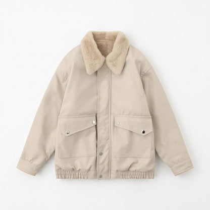 Allsaints Leather - Novin | Shearling-Collar Relaxed-Fit Jacket Unisex
