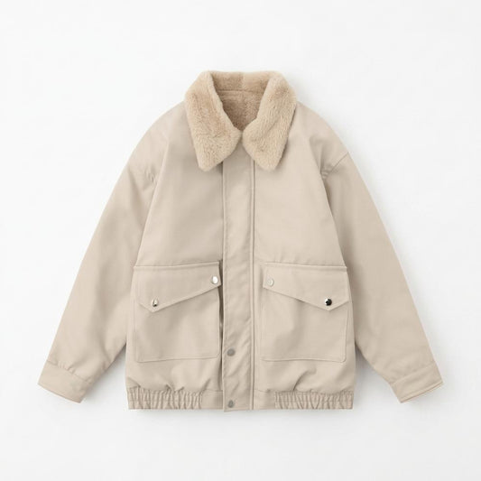 Allsaints Leather - Novin | Shearling-Collar Relaxed-Fit Jacket Unisex