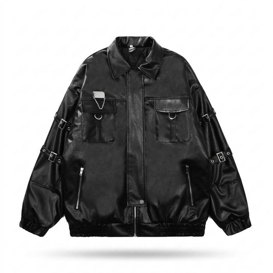 Allsaints Leather - Dazan | Oversized Buckled Leather Jacket Unisex