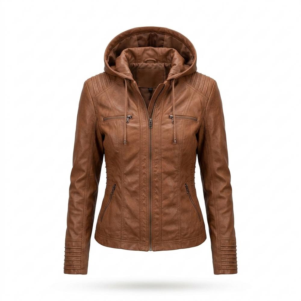 Allsaints Leather - Zetal | Hooded Fitted Leather Jacket Women