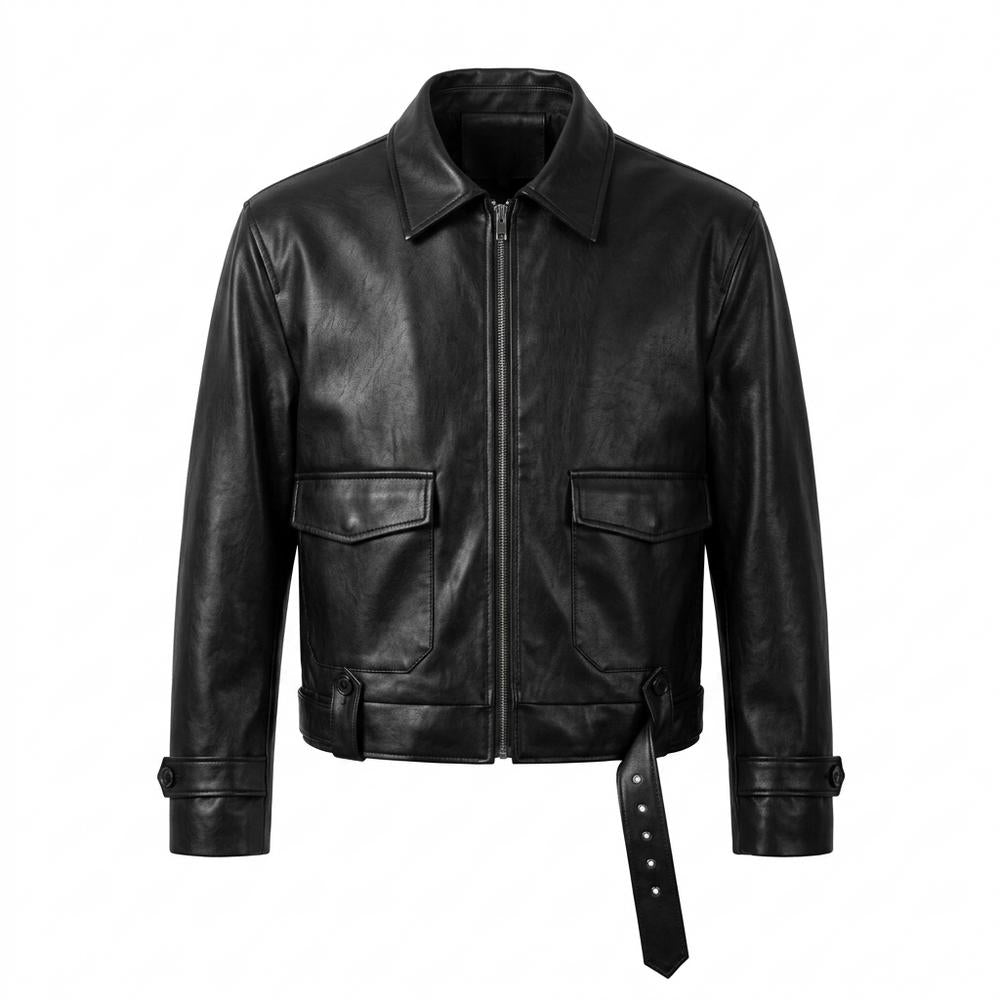 Allsaints Leather - Nital | Zip-Front Belted Leather Jacket Men