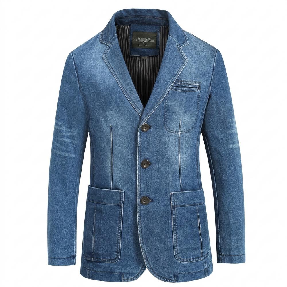 Allsaints Leather - Lunem | Denim Single-Breasted Blazer Men