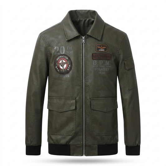 Allsaints Leather - Sifon | Embroidered Ribbed Leather Jacket Men