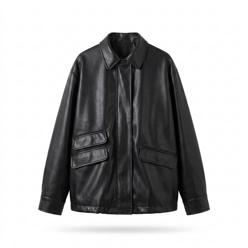 Allsaints Leather - Laver | Oversized Smooth-Finish Leather Jacket Unisex